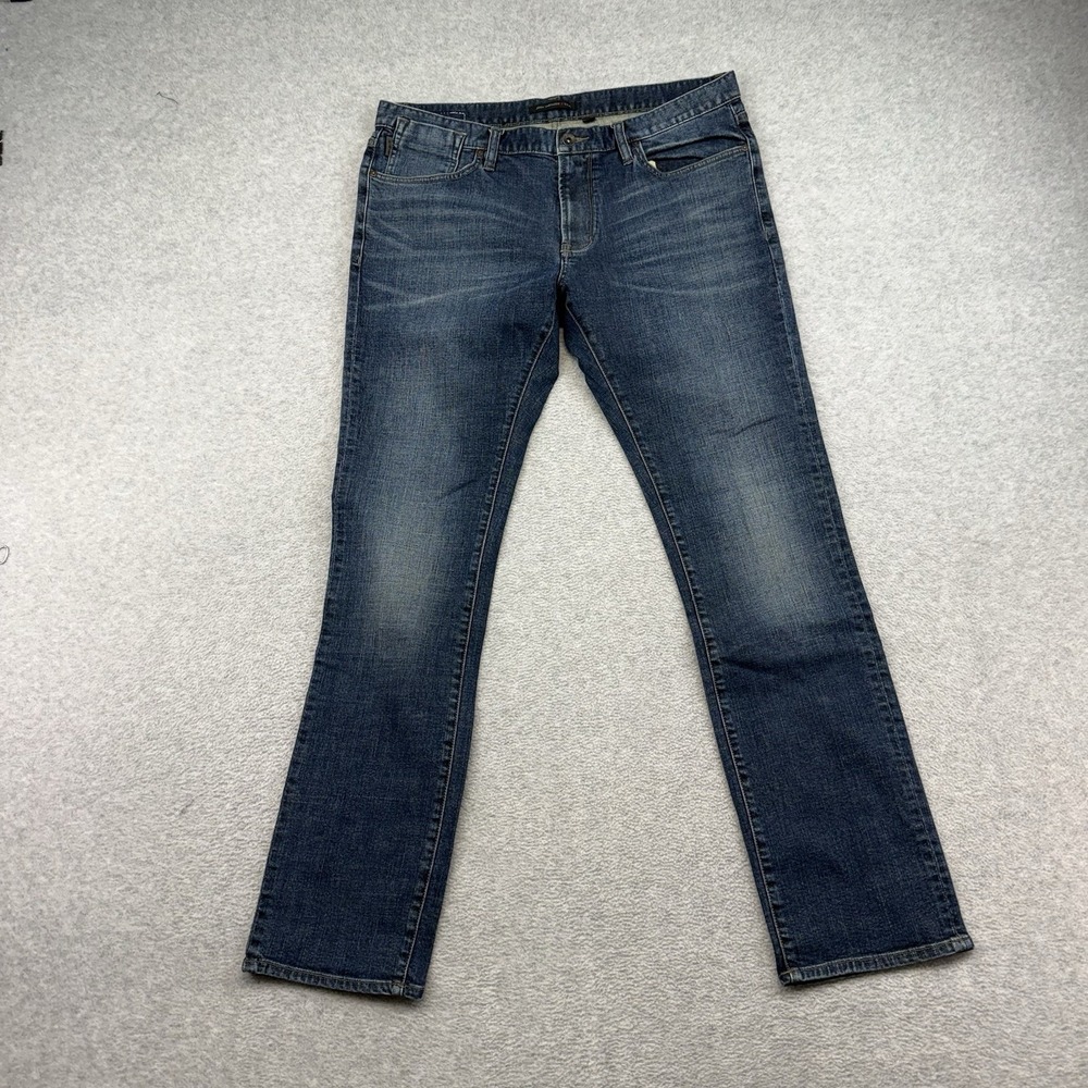 John Varvatos Jeans Mens 36x34 Blue Bowery Slim Straight Leg Denim Stretch